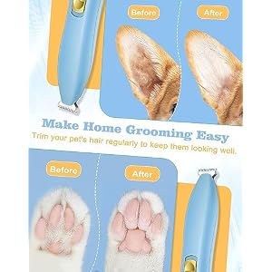 Dog Grooming Clippers, Upgraded Cordless Dog Paw Trimmer with Stainless Widening Blade, Low Noise Pet Shaver for Grooming Hair of Small Areas Around Cat's Eyes, Face, Ears, Paws (Blue) Dog Grooming Clippers, Upgraded Cordless Dog Paw Trimmer with Stainless Widening Blade, Low Noise Pet Shaver for Grooming Hair of Small Areas Around Cat’s Eyes, Face, Ears, Paws (Blue)