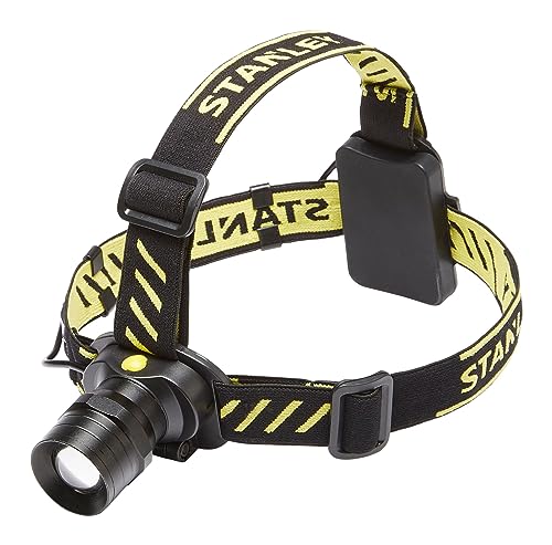 Stanley SXLS50101E Aluminium Adjustable LED Head Torch, 3w, Black & Yellow