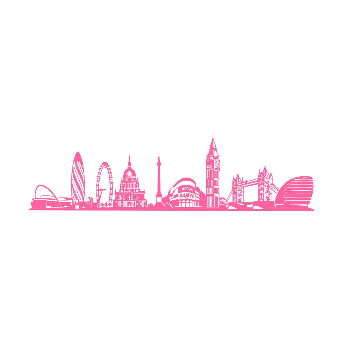 Lzhouting Wall Stickers 5064 Skyline Of London United Kingdom City Wall Decal Living Room Sofa Urban Skrimes Wall Sticker Playroom Home Small - 56X13cm