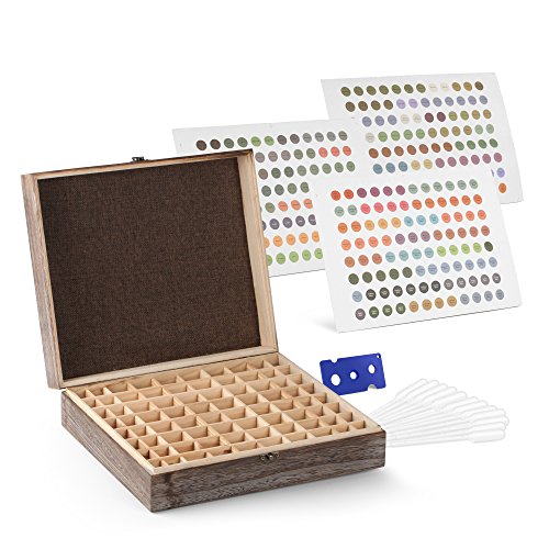 Essential Oils Wooden Case - Perfect for Display & Presentation - Includes Oils Label, Bottle Opener & Dropper