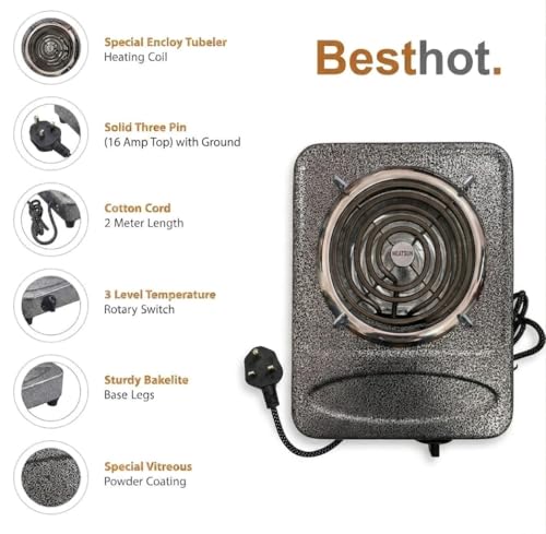 Image of 2000W Antique Infrared Cooktop Hot Plate, Heavy Duty Portable Electric Stove, Single Burner Hot Plate for Home, Hostel & Office
