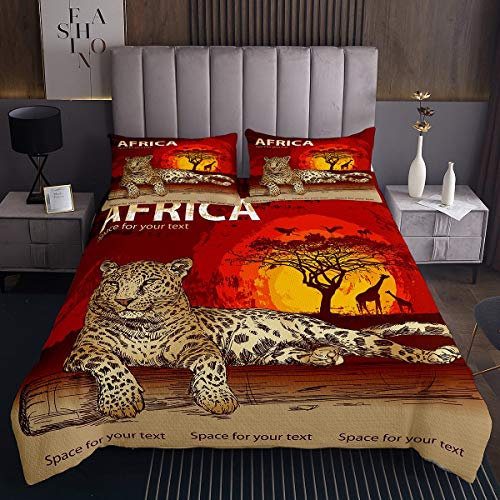 Black Friday - 70% OFF Feelyou Leopard Coverlet Safari Cheetah Bedspread for Kids Boys Girls Women Giraffe Animal Decor Quilt Set Wildlife Style Decor Bed Cover Bedroom Collection 3Pcs King Size