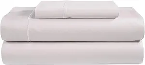100% Egyptian Cotton Twin Sheets Set, 800TC Sateen Weave 3 PC Twin Bed Sheets, Fully Elasticated Sheet & Pillowcase Sets, Soft & Comfy No lint Machine Washable Grey Sheet, Fade Resistant- Lavender
