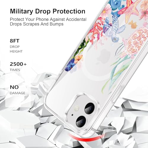 Coque iPhone 11 antichoc transparente motif tortue florale compatible MagSafe - 4