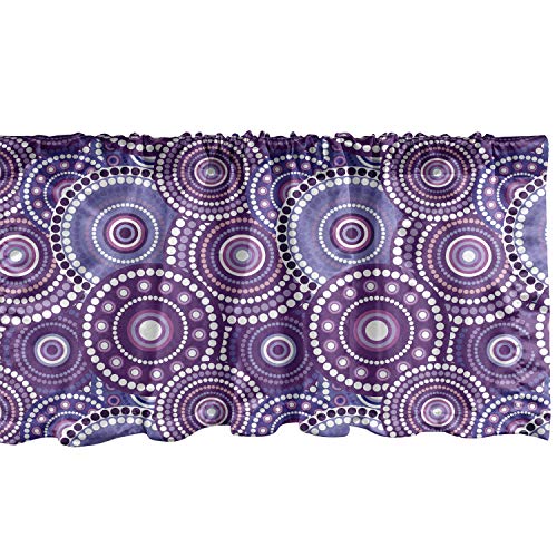 Lunarable Violet Window Valance, Circles Round Retro Inspired Vortex Pattern Abstract Geometric, Curtain Valance For Kitchen Bedroom Decor With Rod Pocket, 54" X 12", Lavender Purple #TOP25