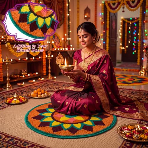 Lyrow 20'' Diwali Rangoli Mat Kolam Flower Mat Ganesh Chaturthi Decoration by Lyrow - Used condition - Image 5