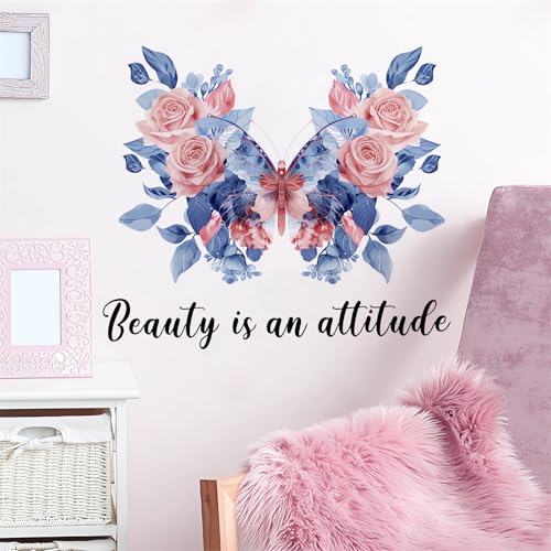 Vinilo Decorativo Azul Mariposa Rosa 40x60 cm sacinora