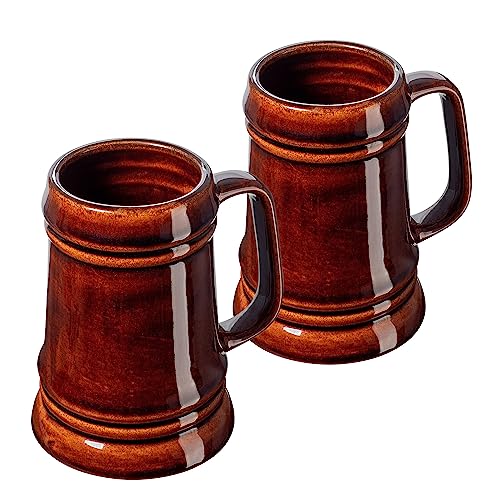 KADAX Boccale da birra in ceramica, lavabile in lavastoviglie, con manico maneggevole, brocca per vino, birra, vin brulè e miele liquido (2, 500 ml)