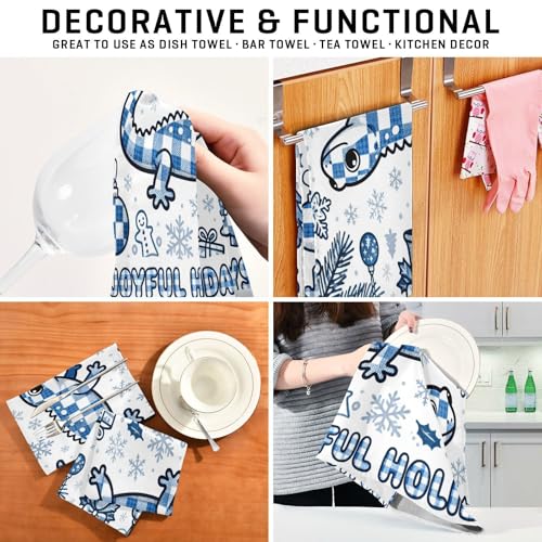 Paños de cocina ideales para regalo de Navidad, juego New Home de 6 toallas con salamandra azul 7