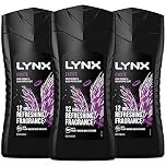 3 Pack of 225ml Lynx 12 Hour Refreshing Excite Crisp Coconut and Black Pepper Body wash for Feeling Clean and Fresh with Plant-based Moisturisers, Keep Smelling Irresistible!