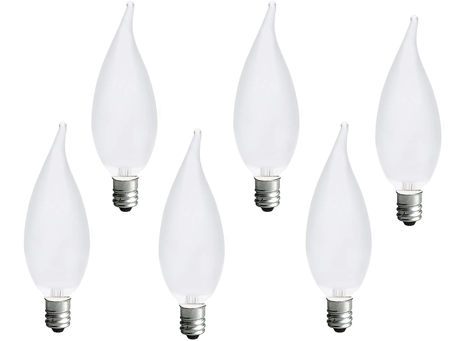 MMBGJKG Frosted Flame Tip Chandelier Light Bulb? 40W E12 Candelabra Base,Candle Light Bulbs for Chandeliers, Ceiling Fan Lights (6pack)