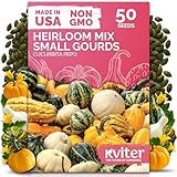 KVITER 50 Small Gourd Seeds Mix (Cucurbita Pepo) – Ornamental Fall Decor Gourds, Non GMO & Organic – Perfect Heirloom Seeds for Planting Decorative Gourds in Vegetable Garden