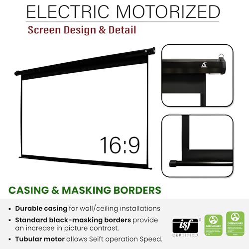 Image of Akia Screens 125-Inch Motorized Projector Screen, 16:9, Electric Drop Down with Remote, Wall or Ceiling Mount, 4K /8K Ready, AK-MOTORIZE125H2.