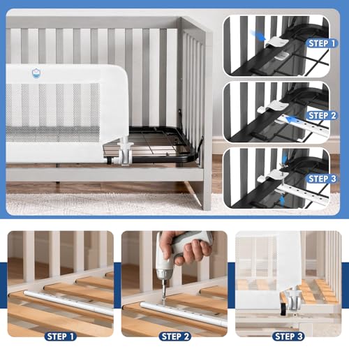 Image of Salcod 33inch Universal Swing Down Crib Rail Guard, Convertible Crib Bed Rail for Toddlers, with Reinforced Wing Nut Safety System, Compatible with All Major Brand of Crib