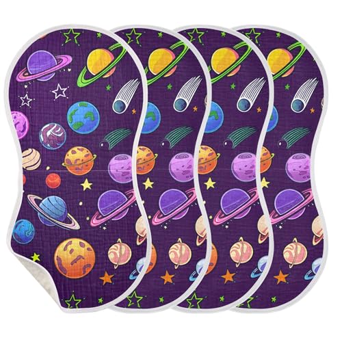 xigua Colorful Planets Baby Burp Cloths for Newborn Boys and Girls 2 Pack, Soft & Absorbent Cotton Baby Burp Cloth, Baby Washcloths, Newborn Towel, Burp Rags3