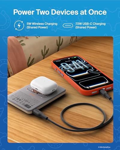 Belkin Disney Toy Story 5 Magnetic Power Bank 5000mAh Portable Charger | Wireless Charging Battery Pack, iPhone 17, iPad, Samsung Galaxy, Pixel, Ultra Slim, USB C Port, USB C Cable, Charge 2 Devices - image 5
