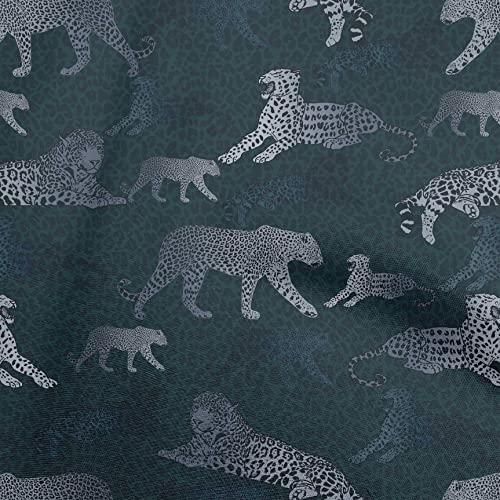 oneOone Polyester Spandex Blue Fabric Animal Sewing Material Print Fabric by The Yard 56 Inch Wide