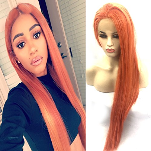 V'NICE orange red bone straight synthetic lace front wig copper red lace front long straight synthetic wigs
