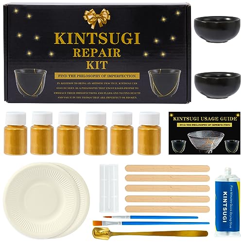 deuvuo Kintsugi Reparatur Set,21 Stück Revolutionäres Kintsugi Set Zur Einfachen Wiederherstellung Ihrer zerbrochenen Keramikbecher,...