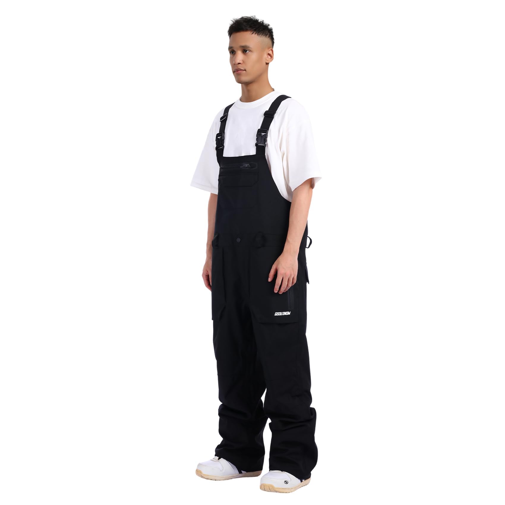 GSOU SNOW Herren Ski Bib Schnee Latzhose Skihose Snowboardhose - Multi Pockets Leicht Wasserdicht Winddicht Atmungsaktiv Warm