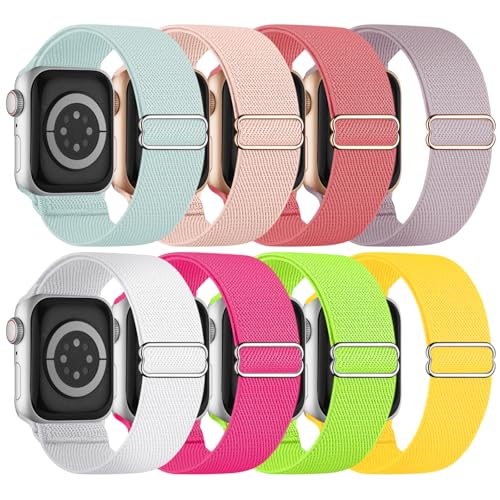 Image of 8 Pack Stretchy Solo Loop Band Compatible with Apple Watch Bands Women Men