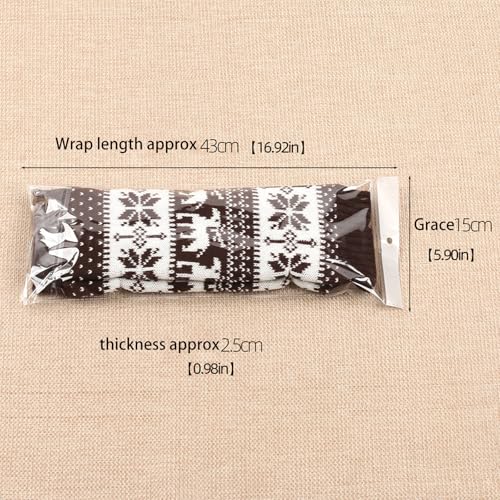Image of Women Fall Winter Knit Leg Warmers Christmas Snowflake Elk Print Fleece Lined Boot Cuffs Holiday Socks