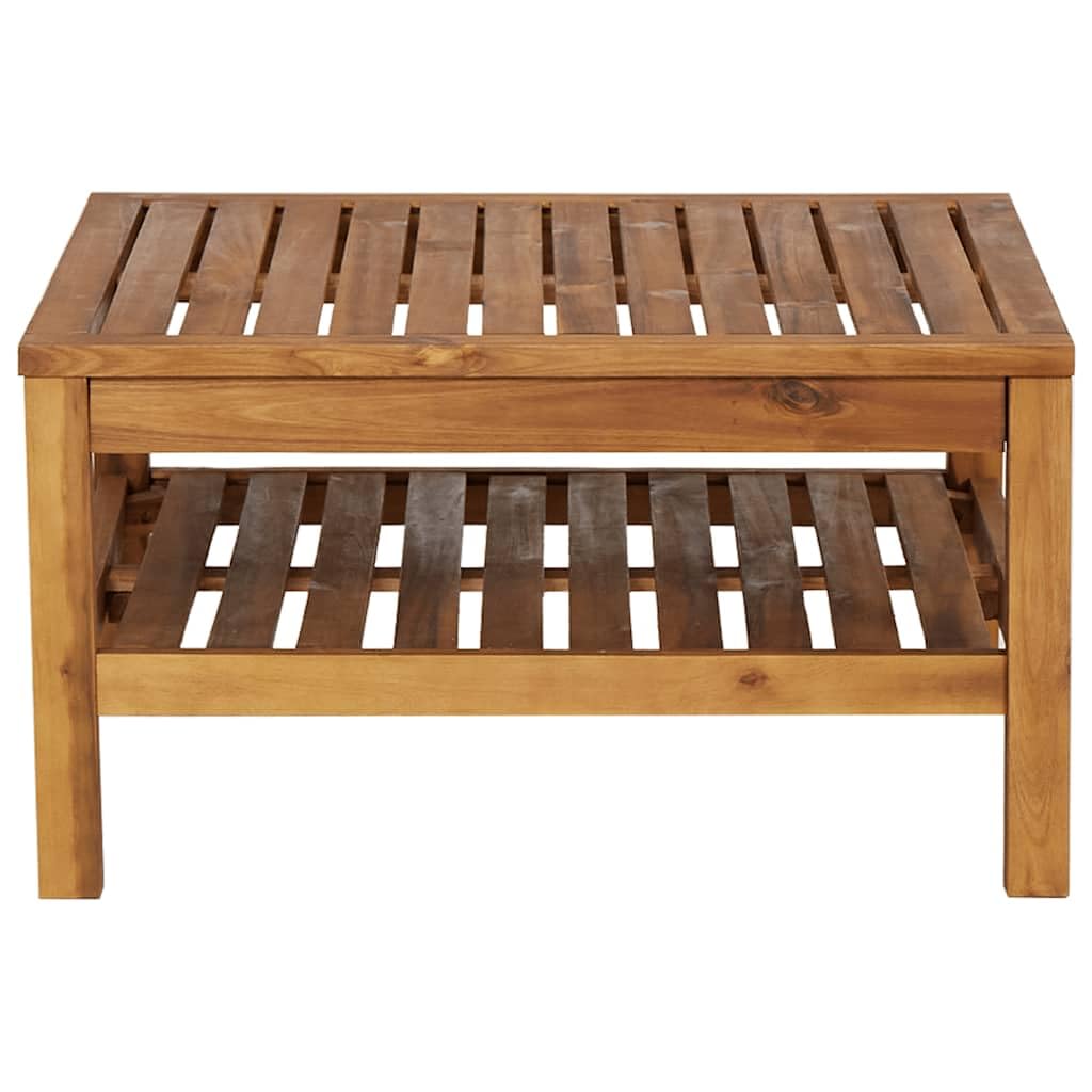 Tavolino da salotto in legno massiccio di acacia, 65 x 65 x 35 cm, tavolo da terrazza in legno massiccio di acacia, resistente alle intemperie, con design a doghe per giardino, terrazza e