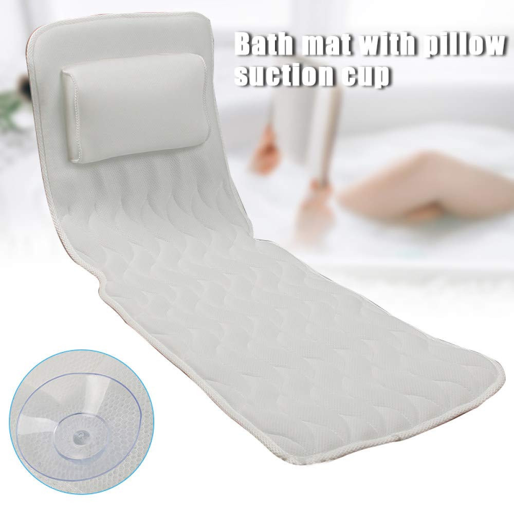 HAIBI Oreiller De Bain, Coussin De Baignoire Coussin De Bain Extra-Large Full Body Bath Tub Pillow Non-Slip Spa Bathtub Mat Mattress Pad Super Breathable 3D Mesh Layers