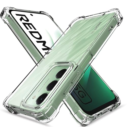 Image of Pikkme Back Cover for Redmi 15 5G PC + TPU Clear Transparent Raised Edges Shockproof Protective Phone Bumper Case(Transparent)
