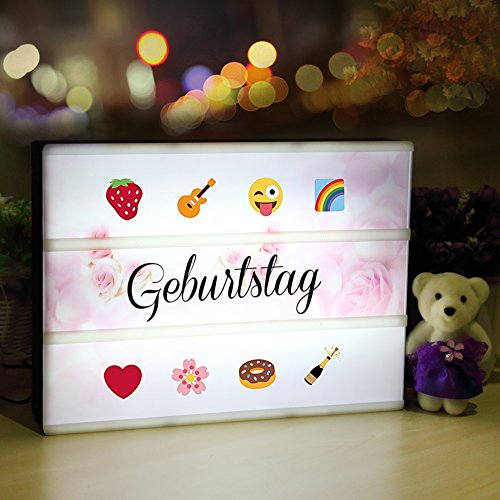 Kino-Lichtbox mit 188 Buchstaben und bunten Emojis für Innenbeleuchtung, inklusive USB-Kabel