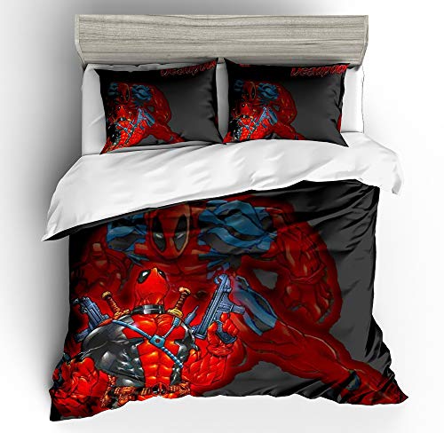 ZZALL Juego de cama 3D Deadpool Spider Man Marvel 2/3 piezas 100% microfibra para regalos (1 funda nórdica + 1/2 fundas de almohada) (Style #05,150 x 200 cm)