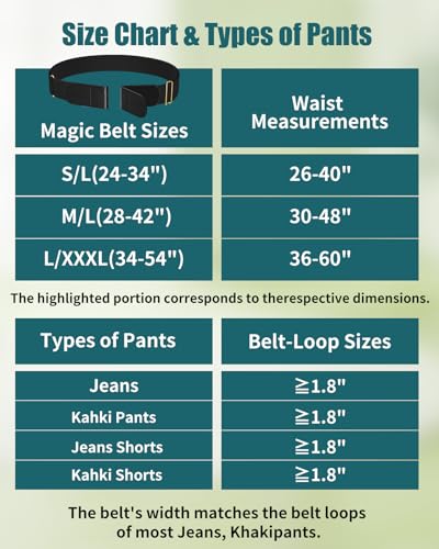 Magic Buckleless Men's Stretch Belts: Comfort Revolution- Hook-Loop Adjustable No Buckle Elastic Belt for Jeans Khaki, 32-48"2