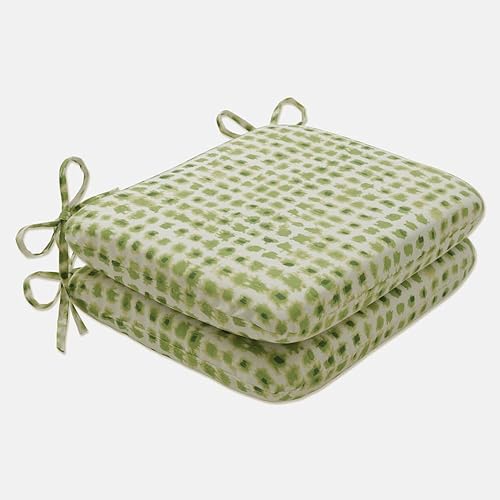 Pillow Perfect Alauda Grasshopper - Cojines redondos para asiento de esquina para exterioresinteriores, 18.5 x 15.5 pulgadas, color verde, 2 unidades