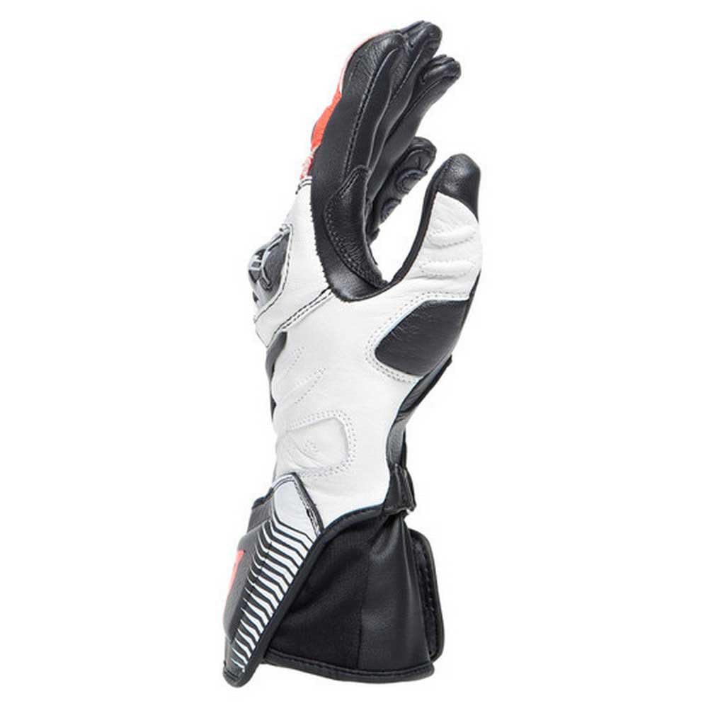 Dainese - Carbon 4 Long Lady Gloves, Guantes Moto Largos, Deportivos, en Piel, con Protecciones de Carbono en los Nudillos, Mujer, Negro/Blanco/Rojo Fluo, XL
