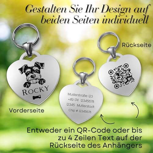 Personalisierte Hundemarke – 52 Hunderassen Vorlagen – Herzförmige, Wasserdichte Identifikationsmarke für Hunde