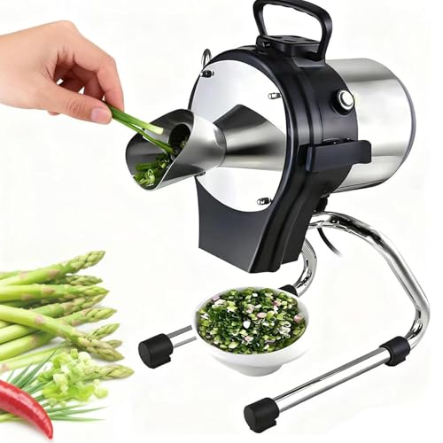 HTDRE Procesador de Alimentos, Cortador de cebollín, Picador de Verduras Comercial, Cortador de Acero Inoxidable, para pimientos, cebollín picado, cebollas y ralladura, 220 V