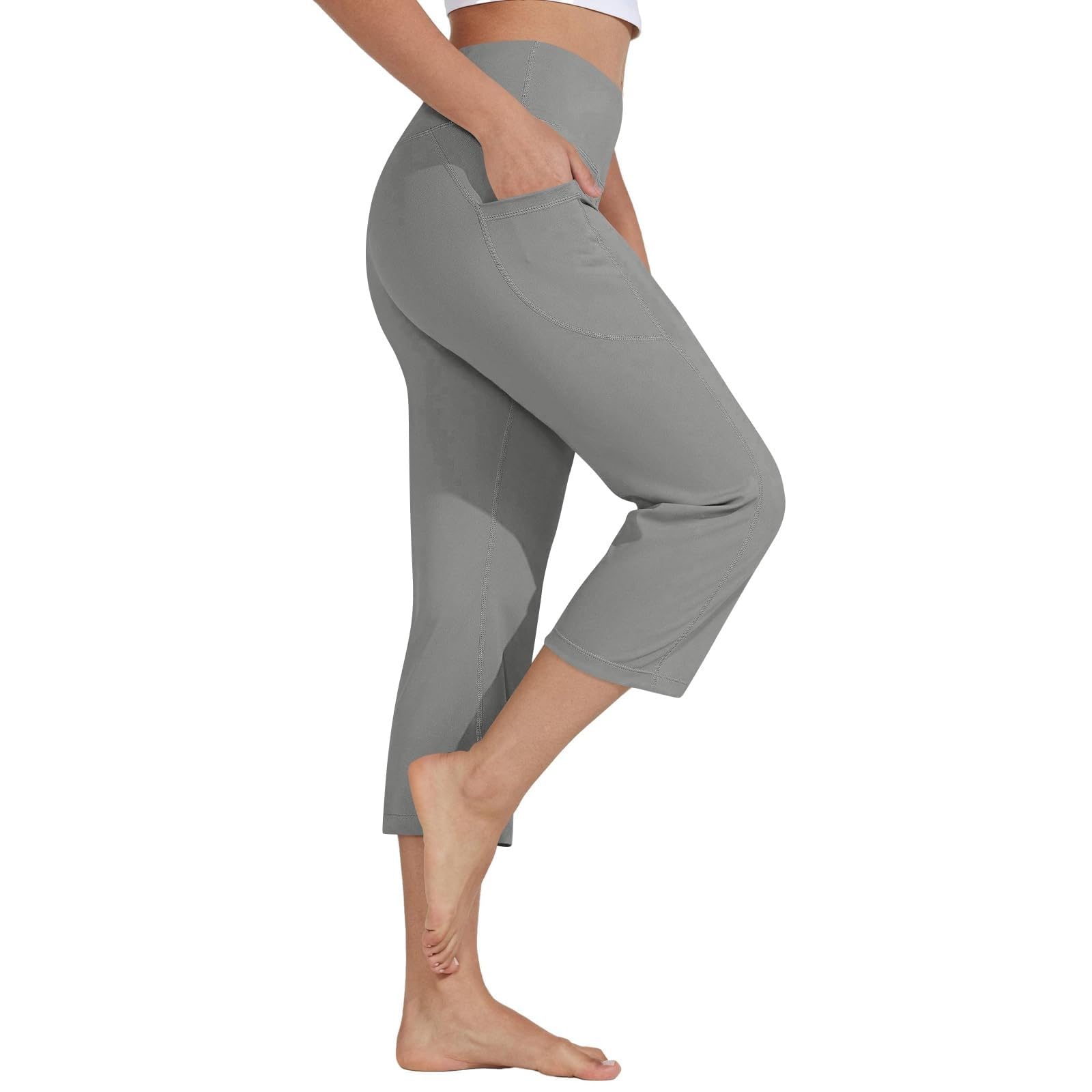 Pantalon capri léger pour femme - Pantalon de loisirs stretch - Pantalon de