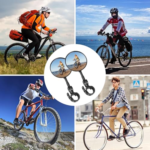 Xynovate Fahrradspiegel, 2 Stück HD 360 Grad Drehbar Sicherer Fahrrad Rückspiegel für Lenker 15-35mm, E-Bike links, Spiegel für Fahrrad Rennrad Roller Mountainbike