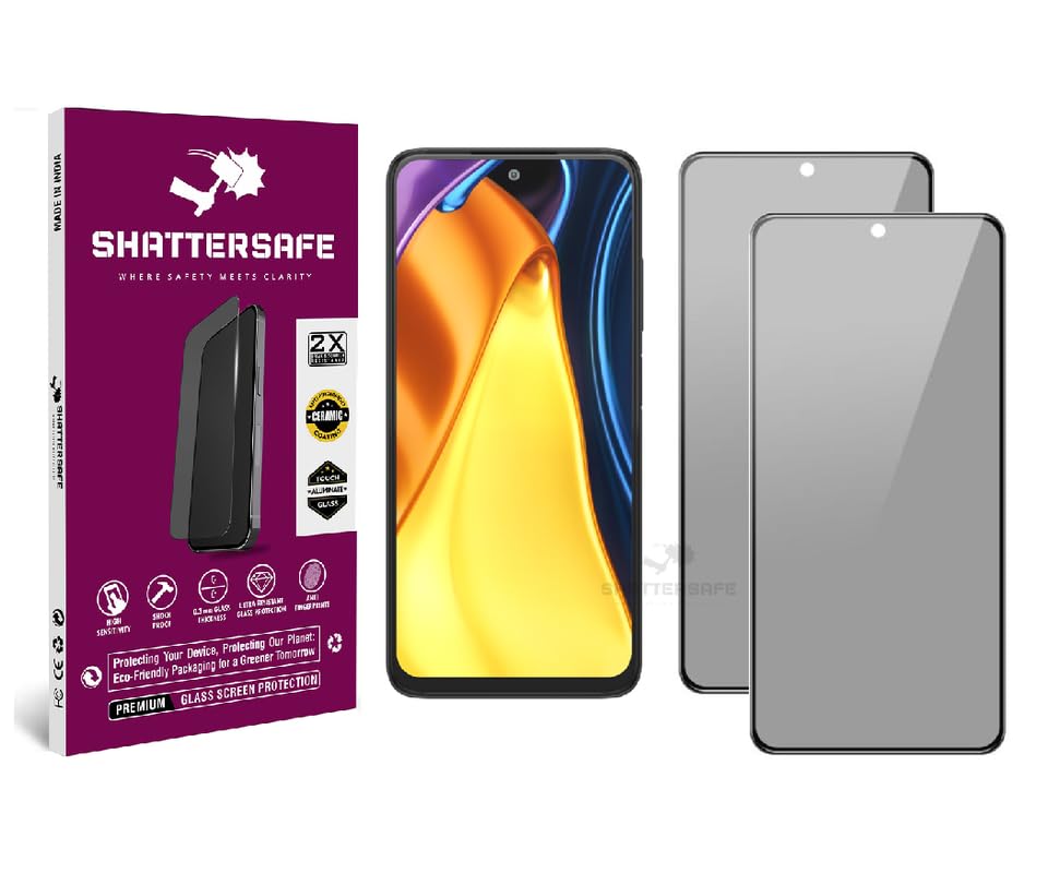 Image of Anti-Spy Privacy Tempered Glass Compatible For Poco M3 Pro 5G [Pack of 2]. 9H Hardness, Anti-Scratch, Edge-to-Edge Protection With Easy Installation Kit & Case Friendly Fit.