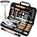 RINPIR 31pcs Stainless Steel BBQ Grill Accessories Set for Men Dad, Heavy Duty Grilling Tools for Outdoor Camping, BBQ Utensils Kit with Mats, Grill Brush in Carrying Bag Yellow