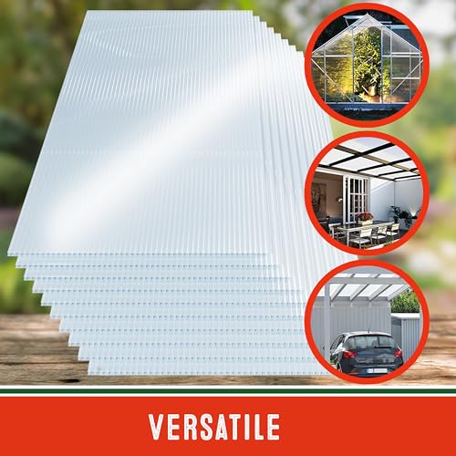 GARDEBRUK® 10x Polycarbonate Twin Wall Sheets | 6mm | 7.3m² | Double Wall Panels | 121x60.5cm | Wall Panel for Greenhouse, Garden Shed, Bike Shed | Plastic Sheeting | Fence Panels | Roofing Sheets - Image 3
