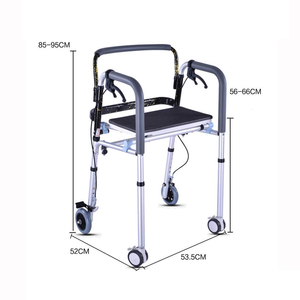 Andador, Andador Plegable de Aluminio, Andador con Asiento y 4 Ruedas y Freno Andadores con Asientos y Ruedas Plegables Es Muy Amable de tu Parte