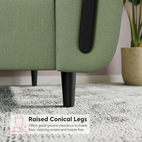 Image of Interio by Godrej Paramount L-Shape 3 Seater Right Hand Side Fabric Sofa, 1-Year Warranty, Solid Wood, Green