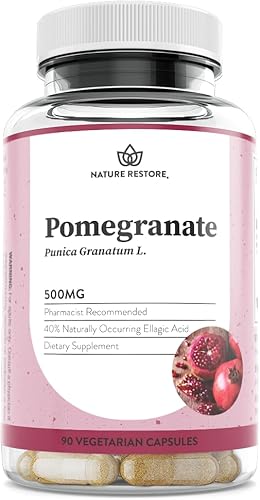 Miniatura 1 de Nature Restore Suplemento de extracto de semilla de granada, estandarizado al 40% de ácido elágico, sin OMG, sin gluten, 90 cápsulas, fabricado en