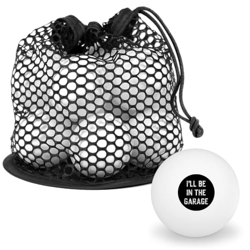GRAPHICS & MORE I'll Be in the Garage Novelty Table Tennis Ping Pong Ball 12 Pack with Storage Bag