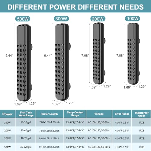 HANLESHUKA-Submersible-Aquarium-Heater-100W200W300W500W-Fish-Tank-Heater-with-high-Temperature-Protection-and-Turtle-Tank-Heater-with-Automatic-Power-Off-When-Leaving-seawater-or-Freshwater