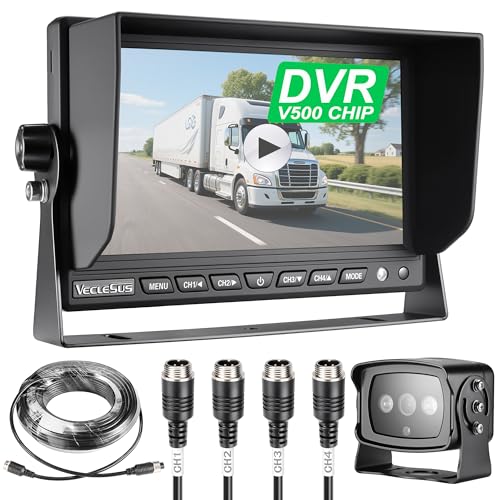 Image of Backup Camera System for Truck, DVR System with Brand V500 chip, VECLESUS VDS HD 1080P 7-Inch Backup Camera System, Waterproof Rearview Camera,4 Video 2 Audio Inputs, for Trucks, RVs,Vans,UVs,Cars
