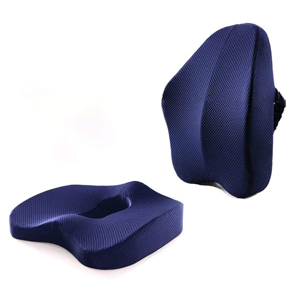 Cojín de Asiento de Espuma de la Memoria de Confort y Almohada Lumbar para aliviar el Dolor de Espalda, Conjunto de 2