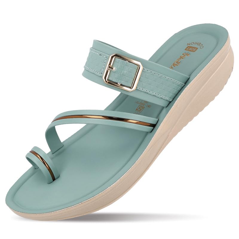 Image of WALKAROO Women's Comfort Toe-Post Sandals |Cushioned Sole, Adjustable Buckle Strap, Soft Footbed, Lightweight PU Sole |Comfortable for Walking,Travel,Office & all day use WLR72032