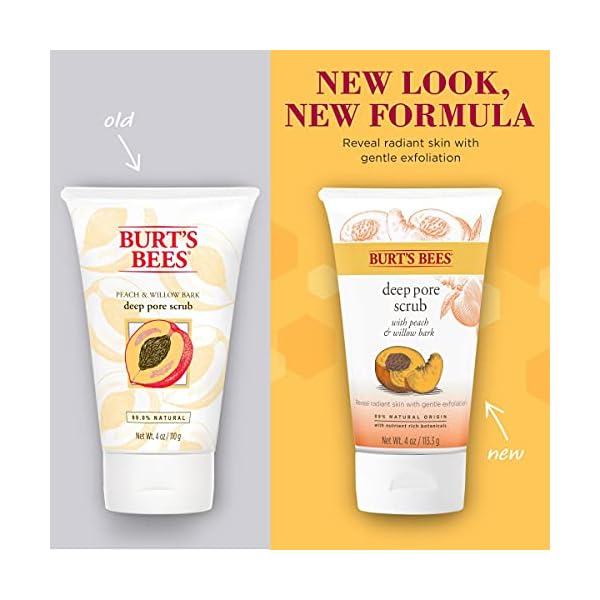 Burt's Bees Deep Cleansing Pore Scrub with Peach and Willow Bark, 4 Ounces, Pack of 3